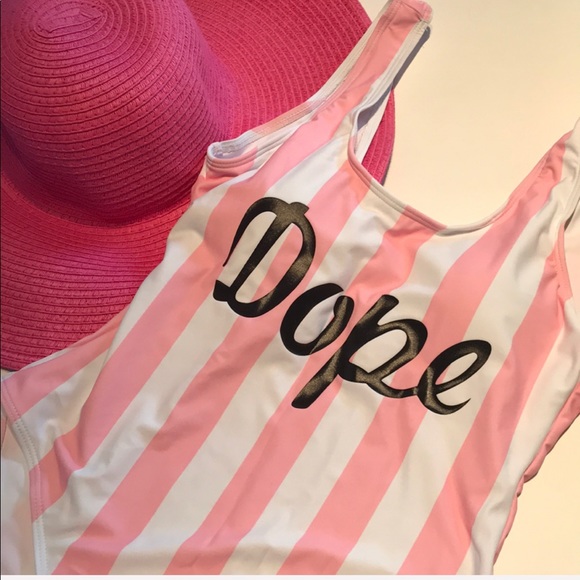 Dope pink striped one-piece monokini swimsuit - Picture 7 of 7
